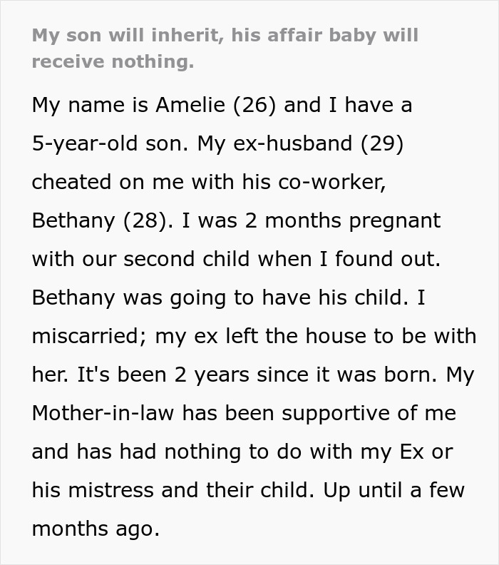 "Too Bad For Her": Ex-Husband And Mistress Think They're Getting MIL's Money, Are Very Wrong "Too Bad For Her": Ex-Husband And Mistress Think They're Getting MIL's Money, Are Very Wrong