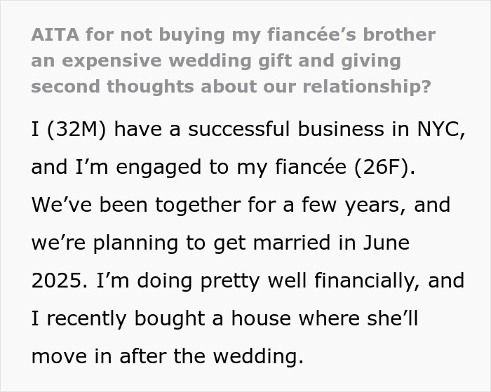 Text questioning decision about wedding gift and reflecting on the relationship. Text questioning decision about wedding gift and reflecting on the relationship.