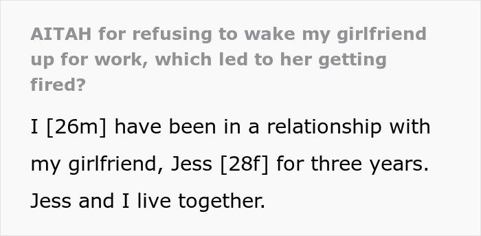 Guy Refuses To Keep Waking Up His GF, She Loses Her Job: "Started Shrieking" Guy Refuses To Keep Waking Up His GF, She Loses Her Job: "Started Shrieking"