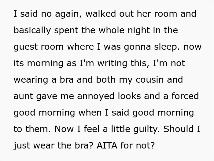 Teen Comes For A Sleepover, Spends The Whole Night In Her Room After A Fight Over Wearing A Bra Teen Comes For A Sleepover, Spends The Whole Night In Her Room After A Fight Over Wearing A Bra