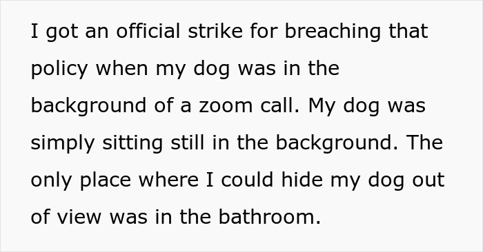 “My Dog Was Simply Sitting”: Worker Maliciously Complies With No-Dogs Home Office Policy “My Dog Was Simply Sitting”: Worker Maliciously Complies With No-Dogs Home Office Policy
