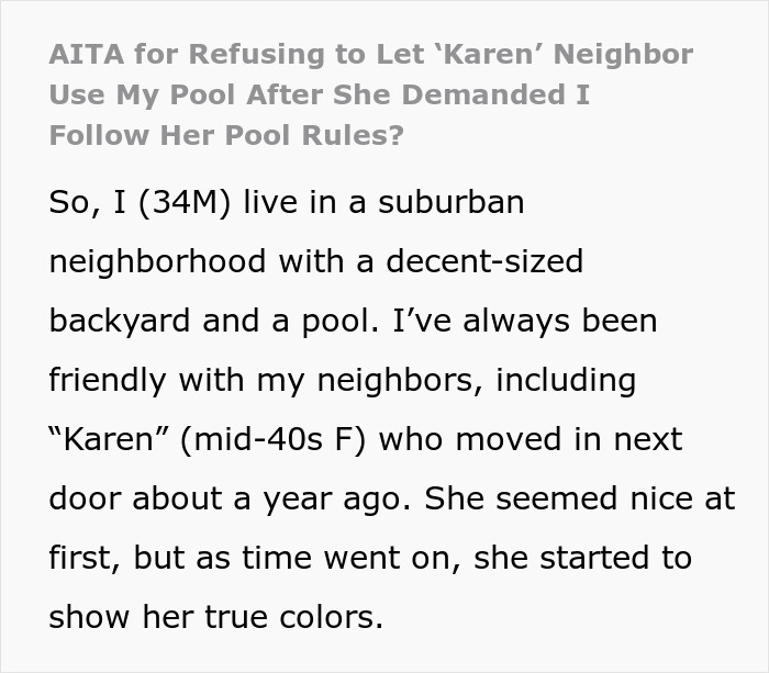 Woman Keeps Using Pool Without Asking, Comes Up With A List Of Rules For Owner To Follow Woman Keeps Using Pool Without Asking, Comes Up With A List Of Rules For Owner To Follow