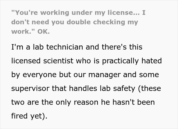 Arrogant Scientist Dismisses Lab Technician’s Warnings, Makes A Fool Of Himself Arrogant Scientist Dismisses Lab Technician’s Warnings, Makes A Fool Of Himself