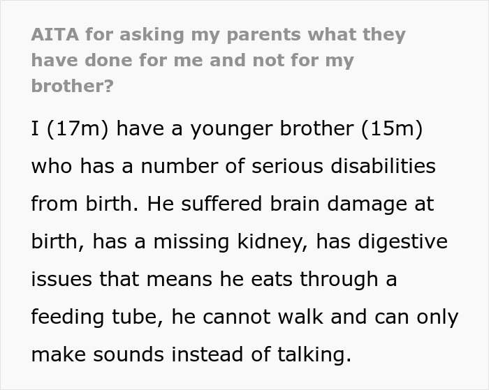 Teen Sick Of Parents Who Always Prioritize His Disabled Brother, Refuses To Be His Free Babysitter Teen Sick Of Parents Who Always Prioritize His Disabled Brother, Refuses To Be His Free Babysitter