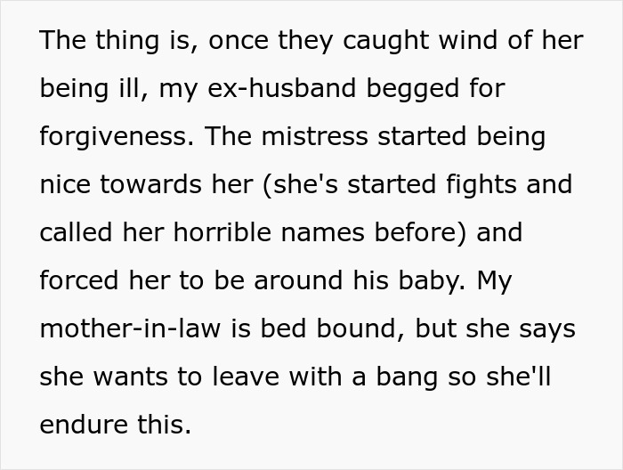 "Too Bad For Her": Ex-Husband And Mistress Think They're Getting MIL's Money, Are Very Wrong "Too Bad For Her": Ex-Husband And Mistress Think They're Getting MIL's Money, Are Very Wrong