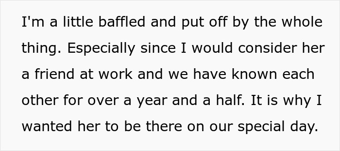 “Consider Her A Friend”: Bride Taken Aback By Coworker At Her Wedding, Wants To Confront Her “Consider Her A Friend”: Bride Taken Aback By Coworker At Her Wedding, Wants To Confront Her