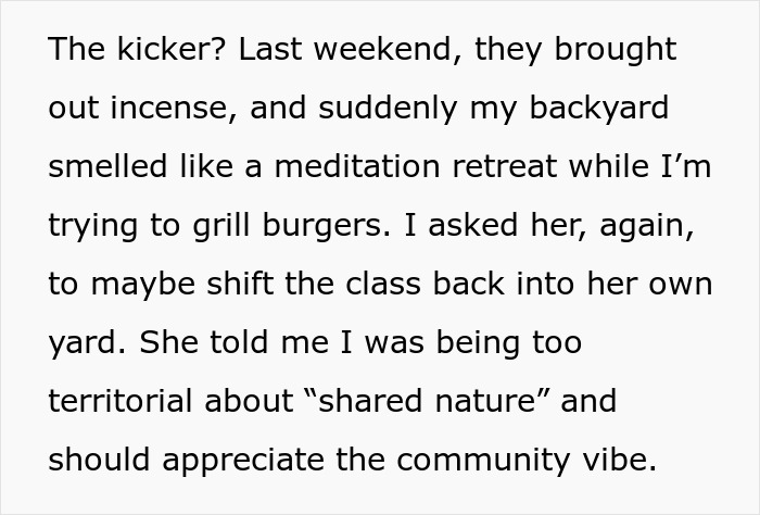 "She Just Laughed": Lady Refuses To Stop Using Person's Back Yard For Her Yoga Sessions "She Just Laughed": Lady Refuses To Stop Using Person's Back Yard For Her Yoga Sessions