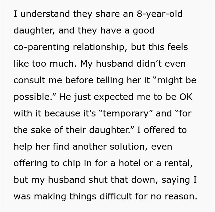 “I’m Being Pushed Out Of My Own Home”: Woman Refuses To Let Husband’s Ex Live With Them “I’m Being Pushed Out Of My Own Home”: Woman Refuses To Let Husband’s Ex Live With Them