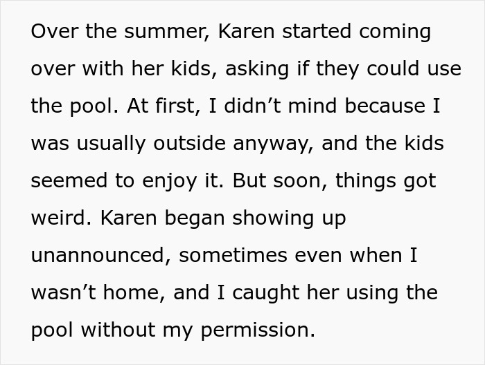 Woman Keeps Using Pool Without Asking, Comes Up With A List Of Rules For Owner To Follow Woman Keeps Using Pool Without Asking, Comes Up With A List Of Rules For Owner To Follow