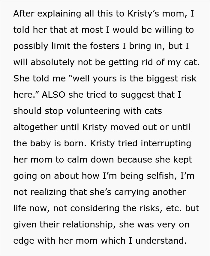 Mom Demands Woman Get Rid Of Her Own Cat Because Of Pregnant Daughter, Gets Banned From House Mom Demands Woman Get Rid Of Her Own Cat Because Of Pregnant Daughter, Gets Banned From House