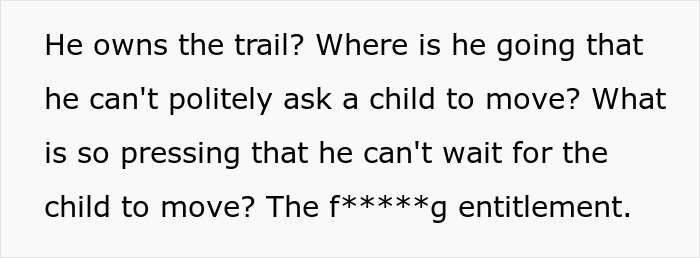 Text questioning entitlement and urgency of an older man's actions towards a child. Text questioning entitlement and urgency of an older man's actions towards a child.