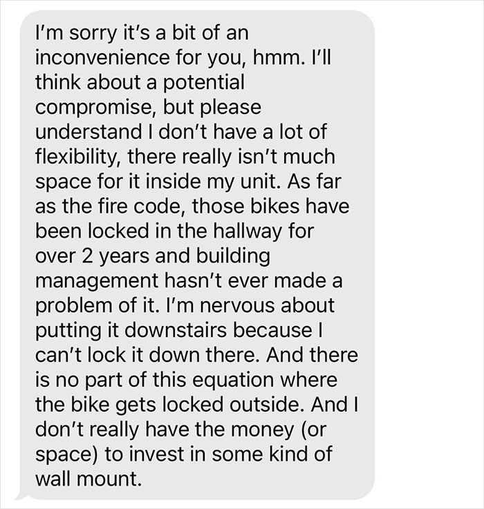 Guy Sick Of Lady's Bike Blocking Hall, Gets It Removed By Property Management As She Won't Listen Guy Sick Of Lady's Bike Blocking Hall, Gets It Removed By Property Management As She Won't Listen