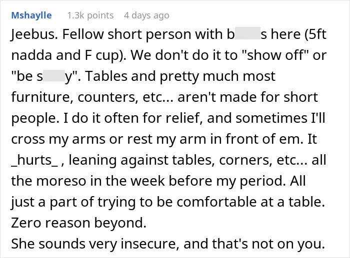 Woman Struggles With H-Cup Chest, Friend's Fiancee Explodes At Her For Putting It On The Table Woman Struggles With H-Cup Chest, Friend's Fiancee Explodes At Her For Putting It On The Table