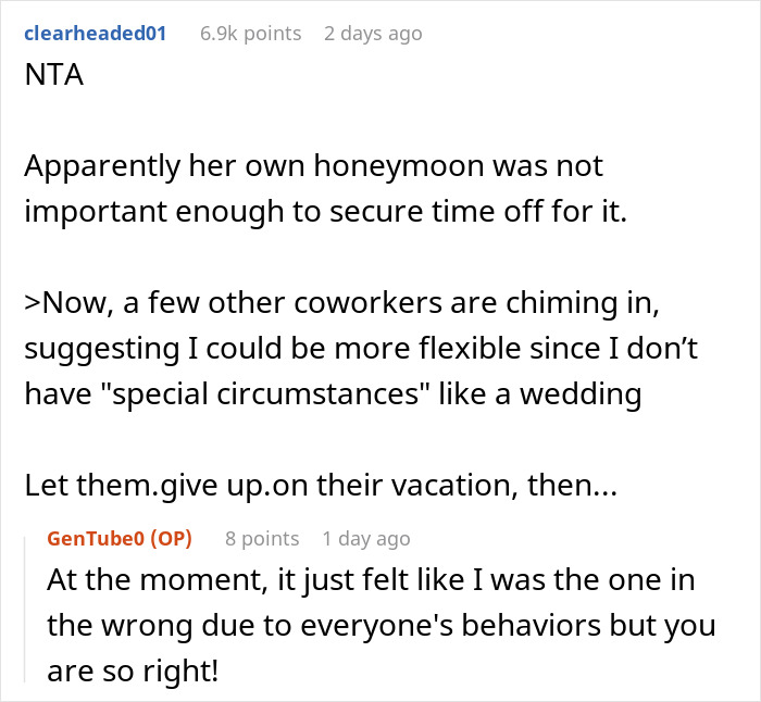 Person Plans Vacation Almost A Year In Advance, Is Chastised For Refusing To Switch With A Bride Person Plans Vacation Almost A Year In Advance, Is Chastised For Refusing To Switch With A Bride