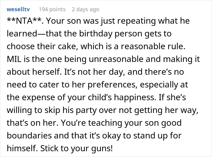 MIL Insists 5YO Change His B-Day Cake As She Doesn’t Like Chocolate, Is Stunned When He Refuses MIL Insists 5YO Change His B-Day Cake As She Doesn’t Like Chocolate, Is Stunned When He Refuses