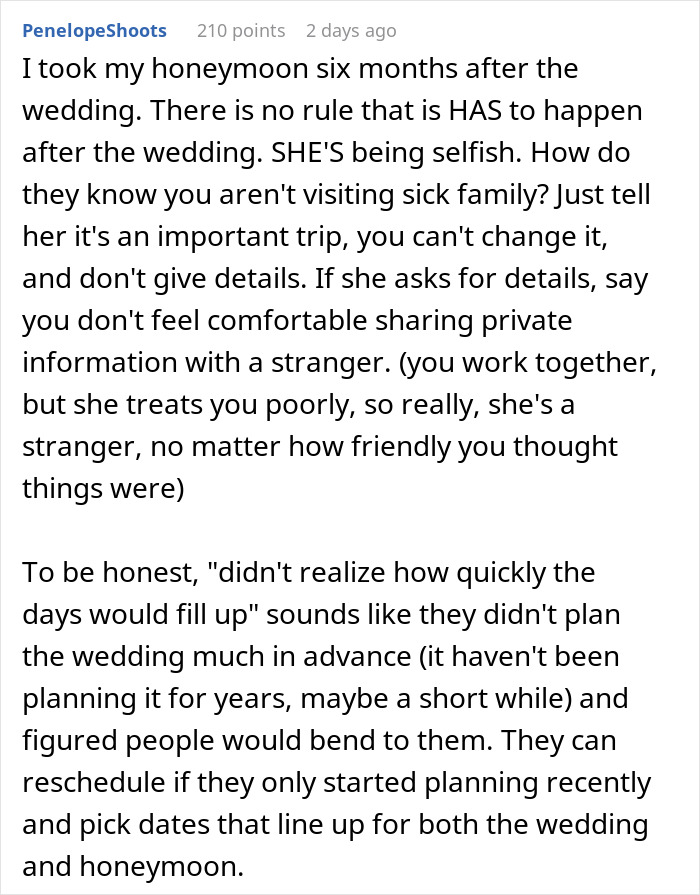 Person Plans Vacation Almost A Year In Advance, Is Chastised For Refusing To Switch With A Bride Person Plans Vacation Almost A Year In Advance, Is Chastised For Refusing To Switch With A Bride