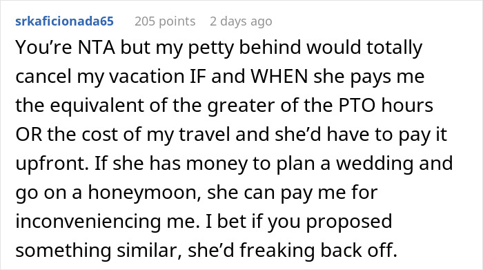 Person Plans Vacation Almost A Year In Advance, Is Chastised For Refusing To Switch With A Bride Person Plans Vacation Almost A Year In Advance, Is Chastised For Refusing To Switch With A Bride