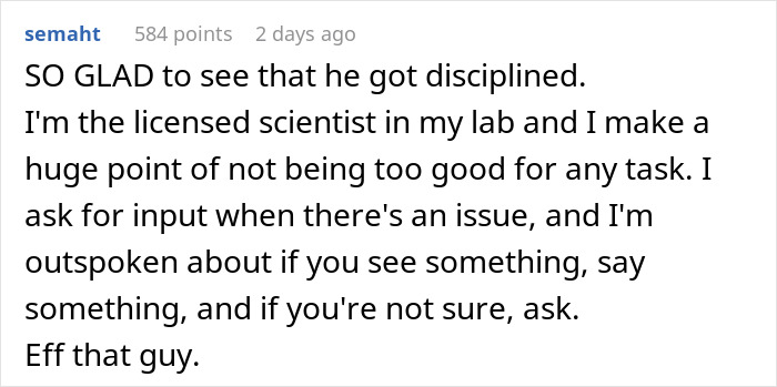 Arrogant Scientist Dismisses Lab Technician’s Warnings, Makes A Fool Of Himself Arrogant Scientist Dismisses Lab Technician’s Warnings, Makes A Fool Of Himself