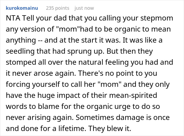Dad, Stepmom Mock Teen’s Bio Mom, Kid Overhears Them, Quits Calling Stepmom “Mom” For Good Dad, Stepmom Mock Teen’s Bio Mom, Kid Overhears Them, Quits Calling Stepmom “Mom” For Good