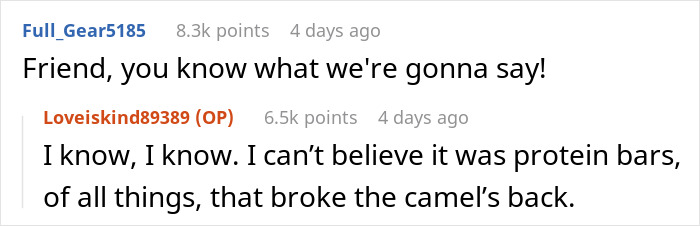 Man Wakes Up Wife As He Can't Find His Protein Bars, She Decides She's Had Enough Man Wakes Up Wife As He Can't Find His Protein Bars, She Decides She's Had Enough