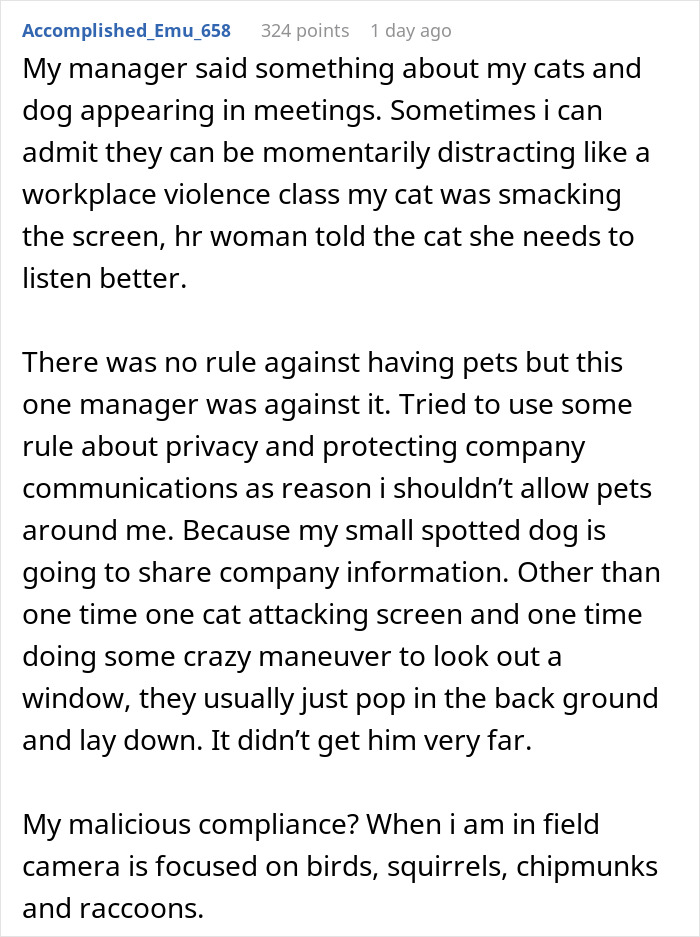 “My Dog Was Simply Sitting”: Worker Maliciously Complies With No-Dogs Home Office Policy “My Dog Was Simply Sitting”: Worker Maliciously Complies With No-Dogs Home Office Policy