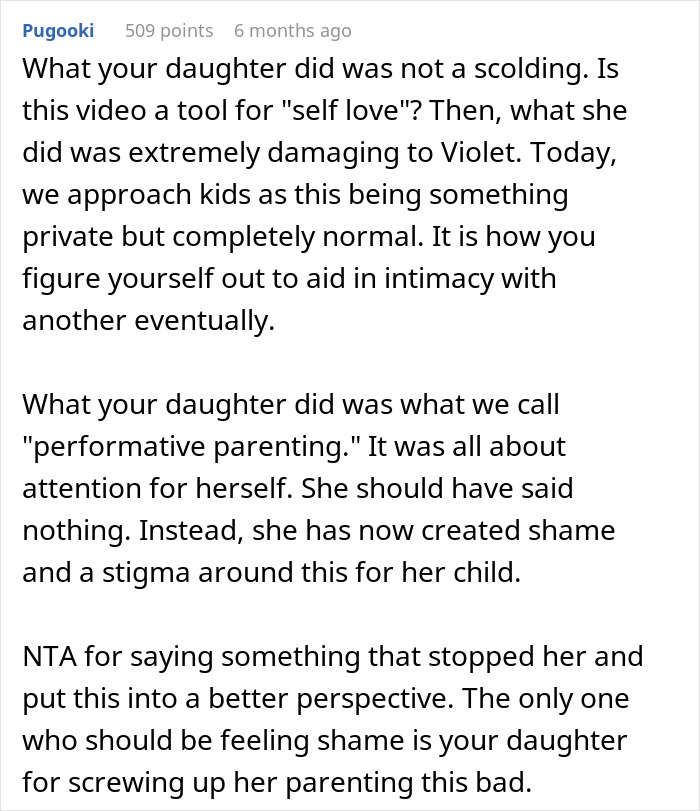 Comment discussing parenting and the effects of performative scolding. Comment discussing parenting and the effects of performative scolding.