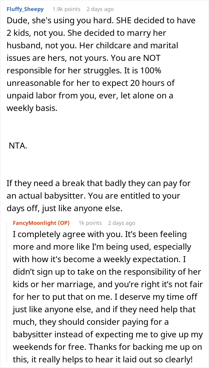Mom Pressures Brother To Babysit Every Weekend To Help Save Her Marriage, Gets A Reality Check Mom Pressures Brother To Babysit Every Weekend To Help Save Her Marriage, Gets A Reality Check