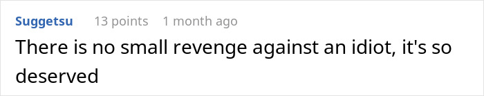 Text comment discussing revenge in a context related to a homeowner owing money. Text comment discussing revenge in a context related to a homeowner owing money.