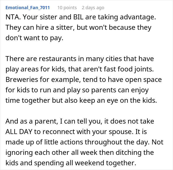 Mom Pressures Brother To Babysit Every Weekend To Help Save Her Marriage, Gets A Reality Check Mom Pressures Brother To Babysit Every Weekend To Help Save Her Marriage, Gets A Reality Check