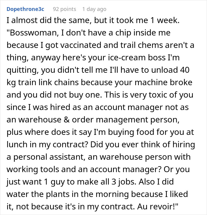 Toxic Boss Belittles Guy For Having A Life Beyond Work, He Resigns On Day One Toxic Boss Belittles Guy For Having A Life Beyond Work, He Resigns On Day One