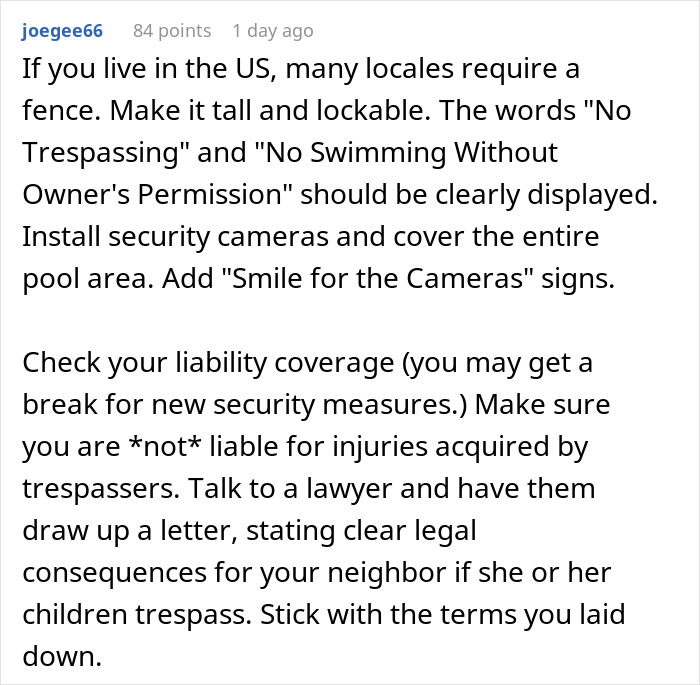 Woman Keeps Using Pool Without Asking, Comes Up With A List Of Rules For Owner To Follow Woman Keeps Using Pool Without Asking, Comes Up With A List Of Rules For Owner To Follow