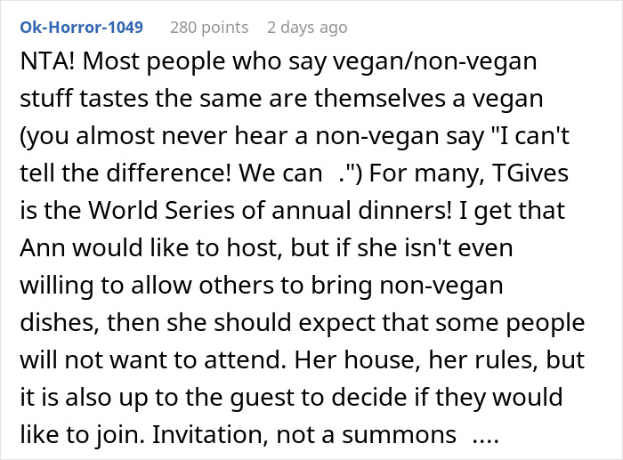 Vegan Host Pushes Her Thanksgiving Menu, Friends Serve Her An RSVP Nightmare In Return Vegan Host Pushes Her Thanksgiving Menu, Friends Serve Her An RSVP Nightmare In Return