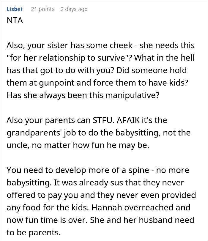Mom Pressures Brother To Babysit Every Weekend To Help Save Her Marriage, Gets A Reality Check Mom Pressures Brother To Babysit Every Weekend To Help Save Her Marriage, Gets A Reality Check