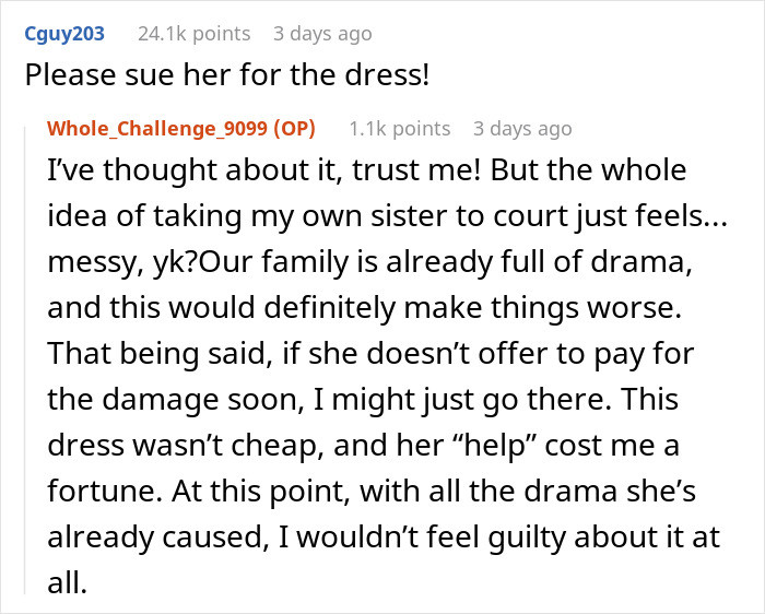“I Hope Your Husband Cheats”: Woman Ruins Sister’s Wedding Dress, Her Clapback Makes Her Cry “I Hope Your Husband Cheats”: Woman Ruins Sister’s Wedding Dress, Her Clapback Makes Her Cry