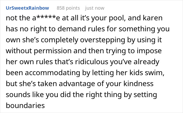 Woman Keeps Using Pool Without Asking, Comes Up With A List Of Rules For Owner To Follow Woman Keeps Using Pool Without Asking, Comes Up With A List Of Rules For Owner To Follow