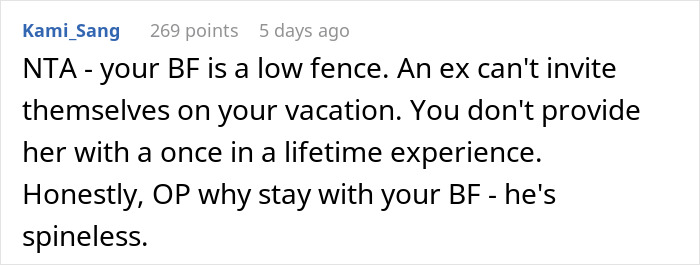 Ex-Wife Keeps Inviting Herself On Couple's Trips, Guy's GF Gets Mad And Forces Him To Make A Choice Ex-Wife Keeps Inviting Herself On Couple's Trips, Guy's GF Gets Mad And Forces Him To Make A Choice