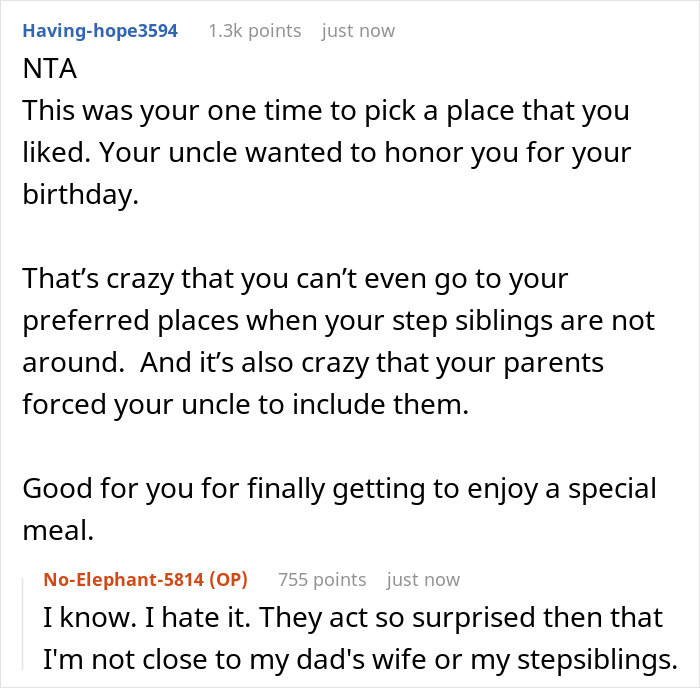 Teen Never Eats At Favorite Restaurant Because Of Stepsiblings, Goes There For B-day, Dad Is Livid Teen Never Eats At Favorite Restaurant Because Of Stepsiblings, Goes There For B-day, Dad Is Livid