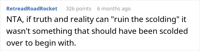 Text from a forum pointing out the irony in a failed scolding between a mother and daughter. Text from a forum pointing out the irony in a failed scolding between a mother and daughter.