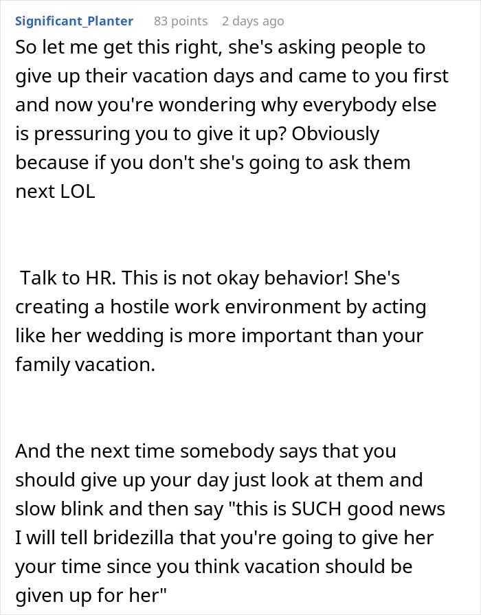 Person Plans Vacation Almost A Year In Advance, Is Chastised For Refusing To Switch With A Bride Person Plans Vacation Almost A Year In Advance, Is Chastised For Refusing To Switch With A Bride
