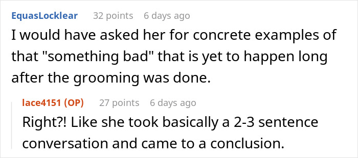Woman Won’t Drop The Idea That Her 30YO Coworker Was Groomed At 24YO, Gets To Talk To HR Woman Won’t Drop The Idea That Her 30YO Coworker Was Groomed At 24YO, Gets To Talk To HR