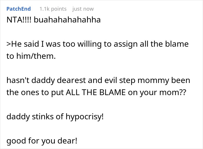 Dad, Stepmom Mock Teen’s Bio Mom, Kid Overhears Them, Quits Calling Stepmom “Mom” For Good Dad, Stepmom Mock Teen’s Bio Mom, Kid Overhears Them, Quits Calling Stepmom “Mom” For Good