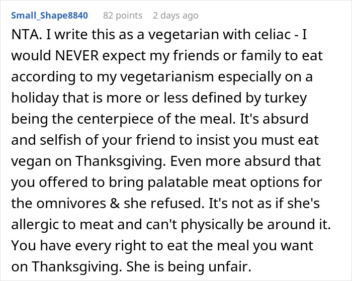 Vegan Host Pushes Her Thanksgiving Menu, Friends Serve Her An RSVP Nightmare In Return Vegan Host Pushes Her Thanksgiving Menu, Friends Serve Her An RSVP Nightmare In Return