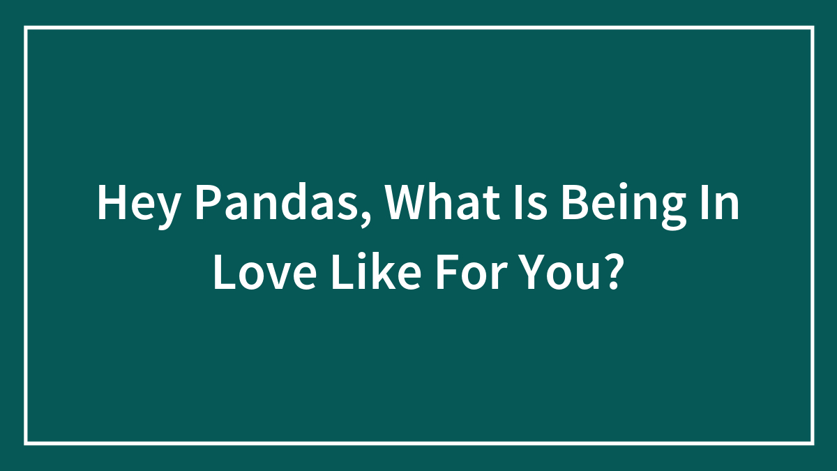Hey Pandas, What Is Being In Love Like For You? (Closed)