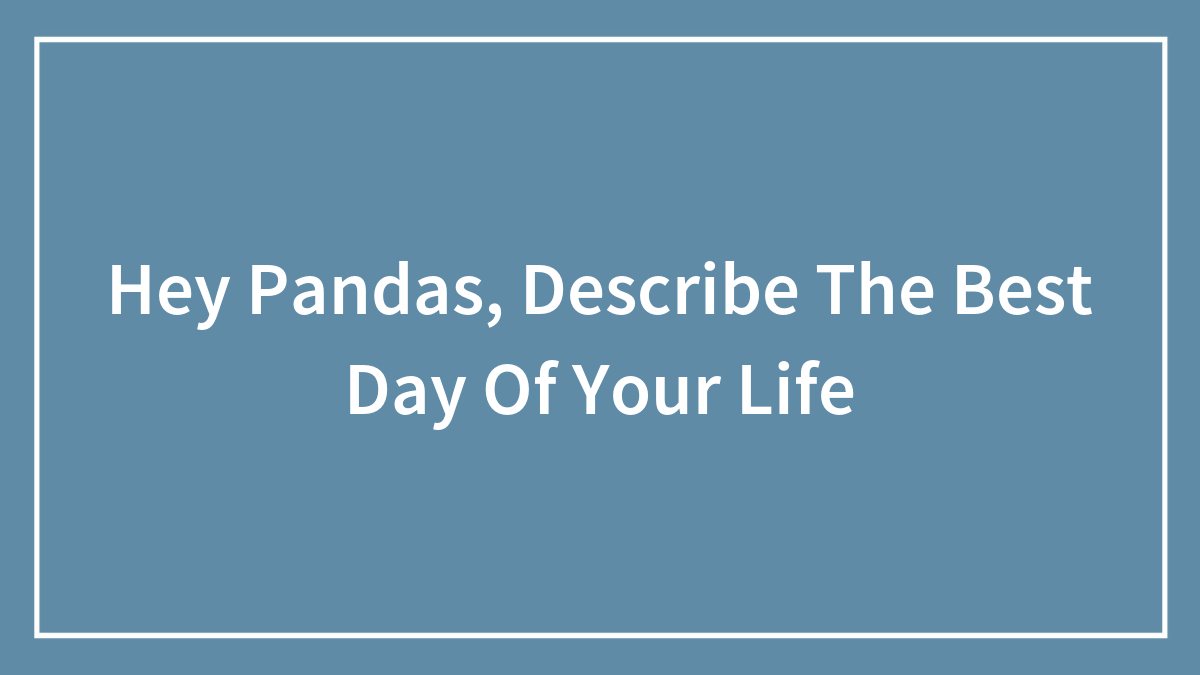 Hey Pandas, Describe The Best Day Of Your Life