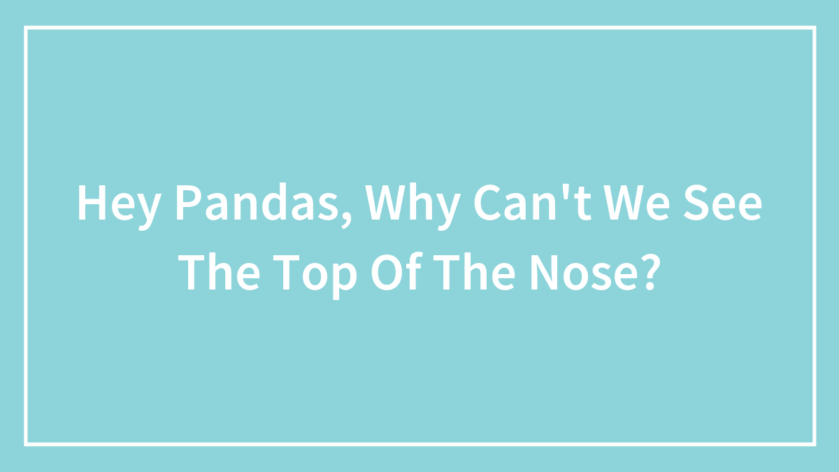 Hey Pandas, Why Can’t We See The Top Of The Nose?