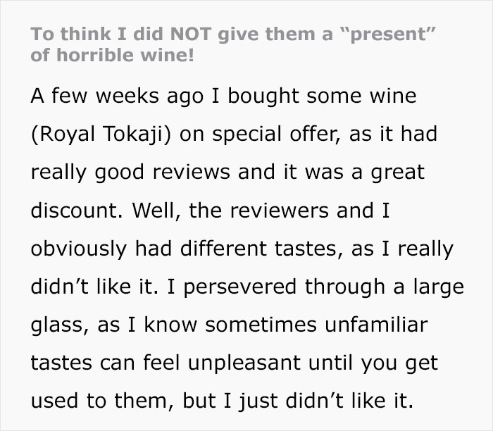 Dad Keeps Joking Daughter Give Him Horrible Wine As A “Gift”, She Finally Snaps, Causing Drama Dad Keeps Joking Daughter Give Him Horrible Wine As A “Gift”, She Finally Snaps, Causing Drama