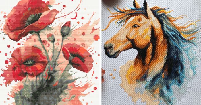 10 Of My Cross-Stitched Watercolor Paintings