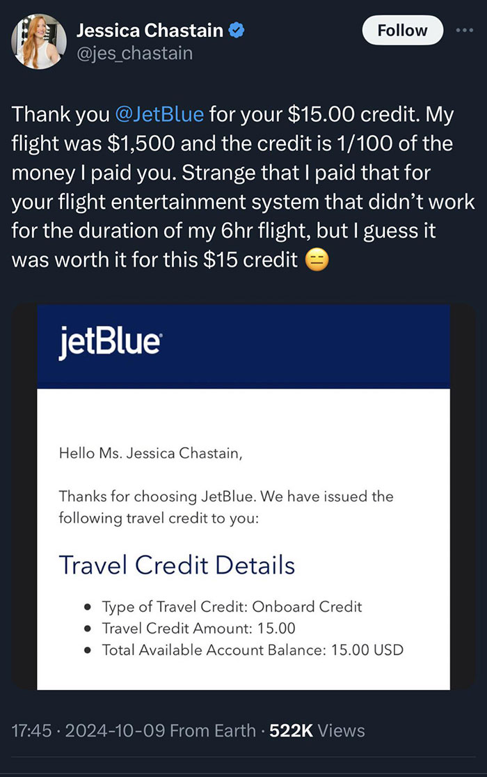 Controversial Argument Between Jessica Chastain And JetBlue Goes Viral: “Girl, Read The Room” Controversial Argument Between Jessica Chastain And JetBlue Goes Viral: “Girl, Read The Room”