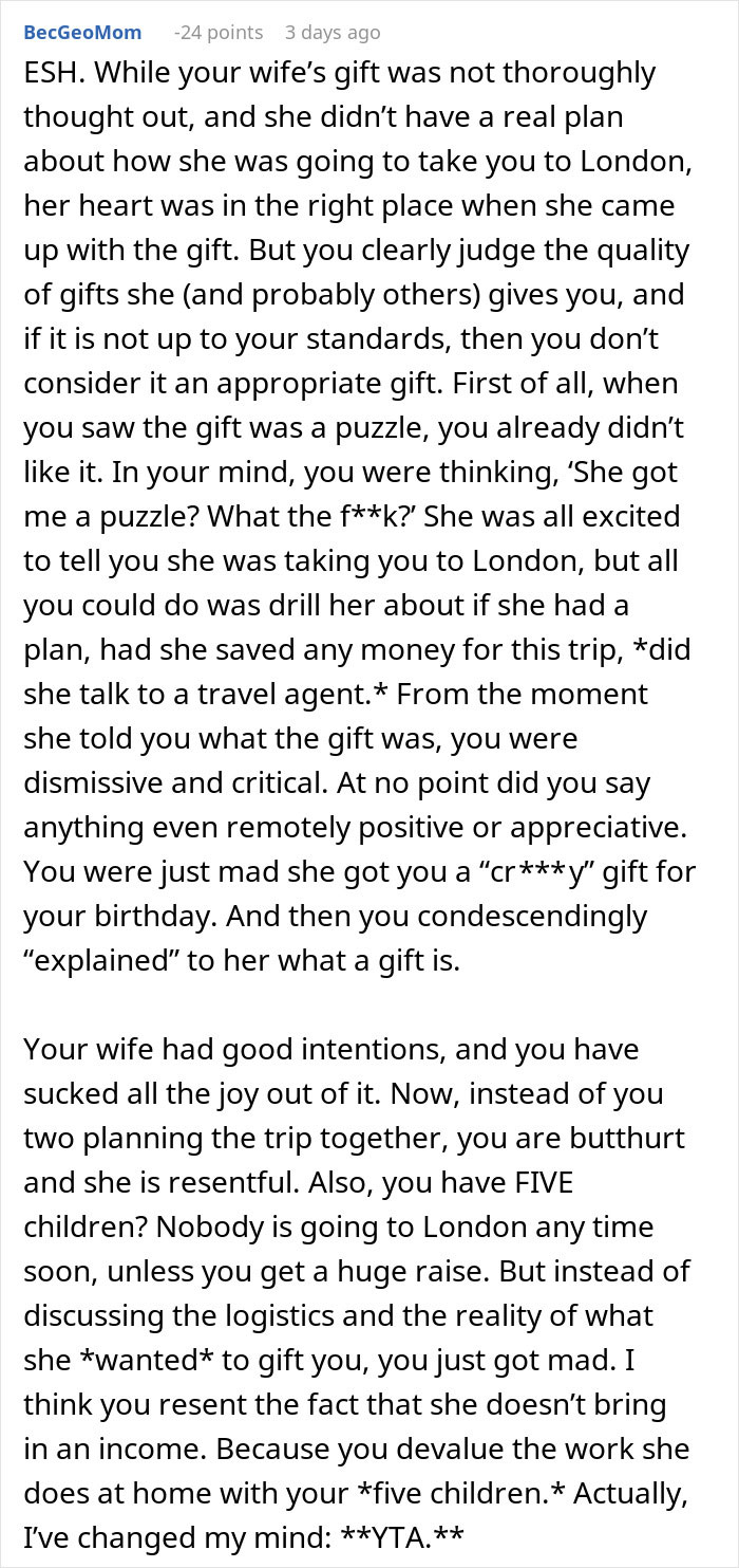 Wife Gives A Grand "Gift" That Backfires, Acts Shocked When Husband Is Disappointed Wife Gives A Grand "Gift" That Backfires, Acts Shocked When Husband Is Disappointed