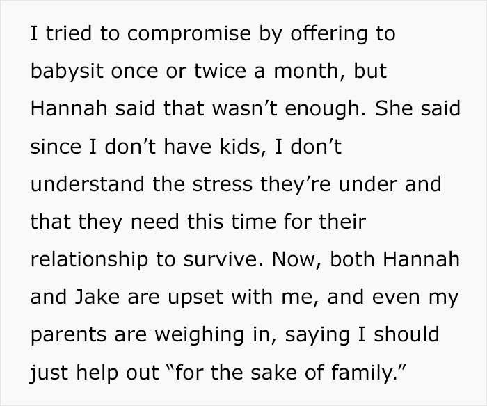 Mom Pressures Brother To Babysit Every Weekend To Help Save Her Marriage, Gets A Reality Check Mom Pressures Brother To Babysit Every Weekend To Help Save Her Marriage, Gets A Reality Check